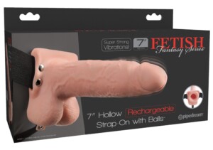 7" dutý dobíjecí strap-on s varlaty
